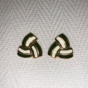 Black/white/faux gold earrings.